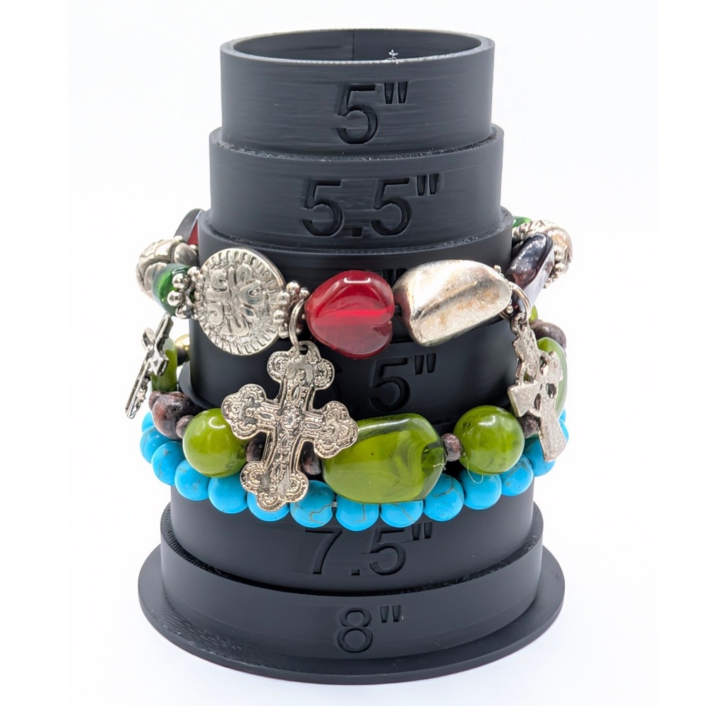 Stack of 3 Stretch Bracelets Cross Charms Turquoise Green Costume Christian